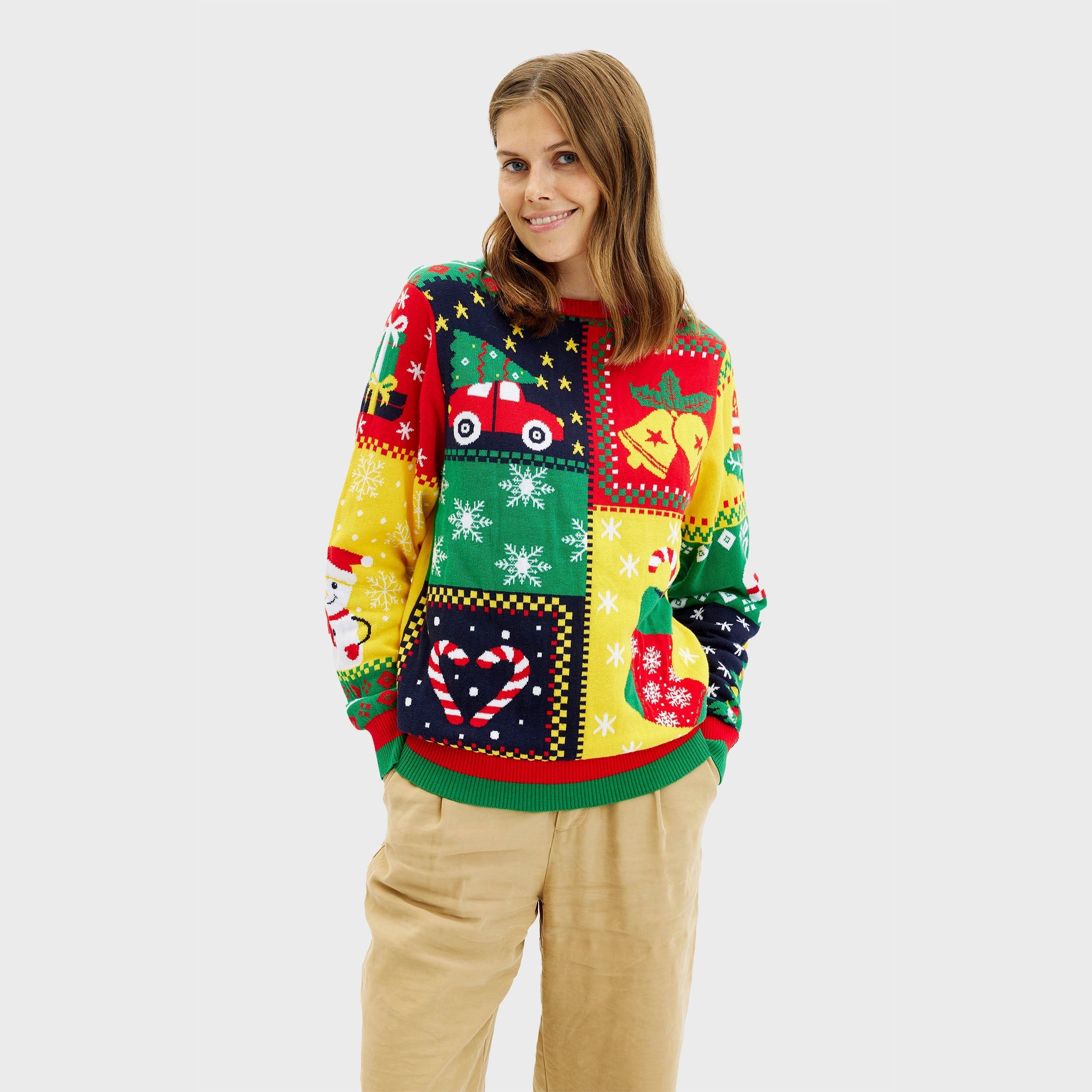 The Patchwork Weihnachtspullover - Damen.