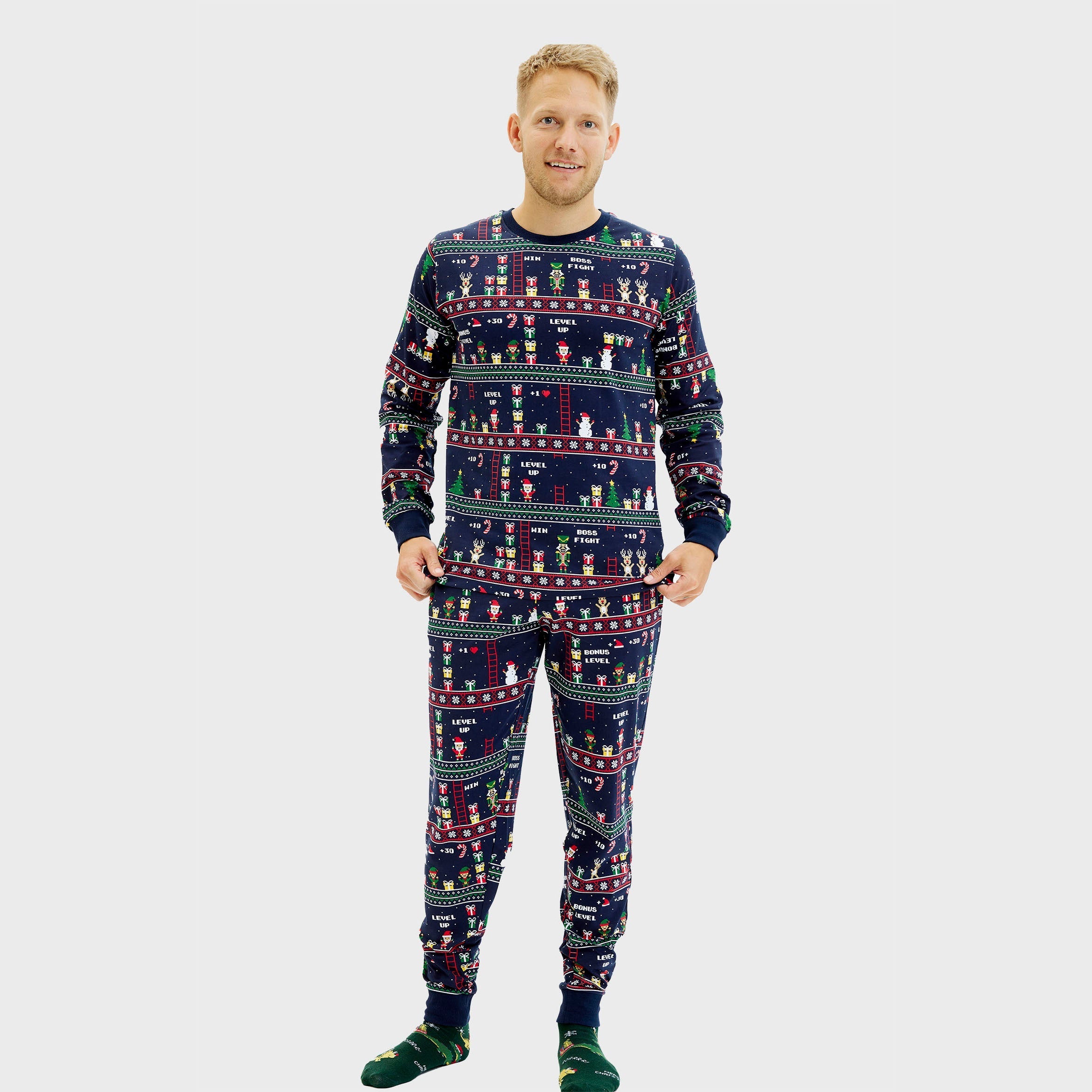 Vintage gamer Weihnachtspyjamas - Herren.