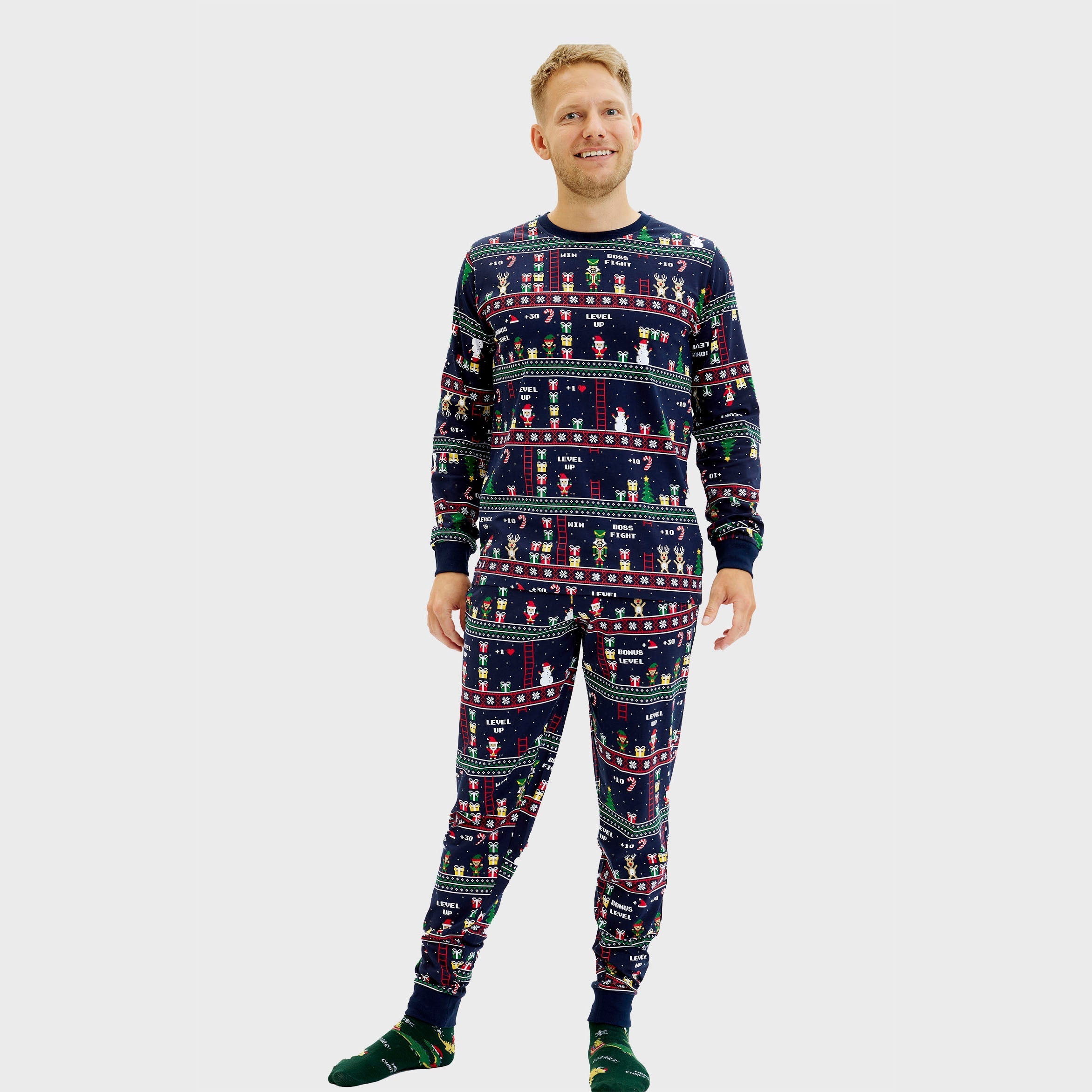 Vintage gamer Weihnachtspyjamas - Herren.