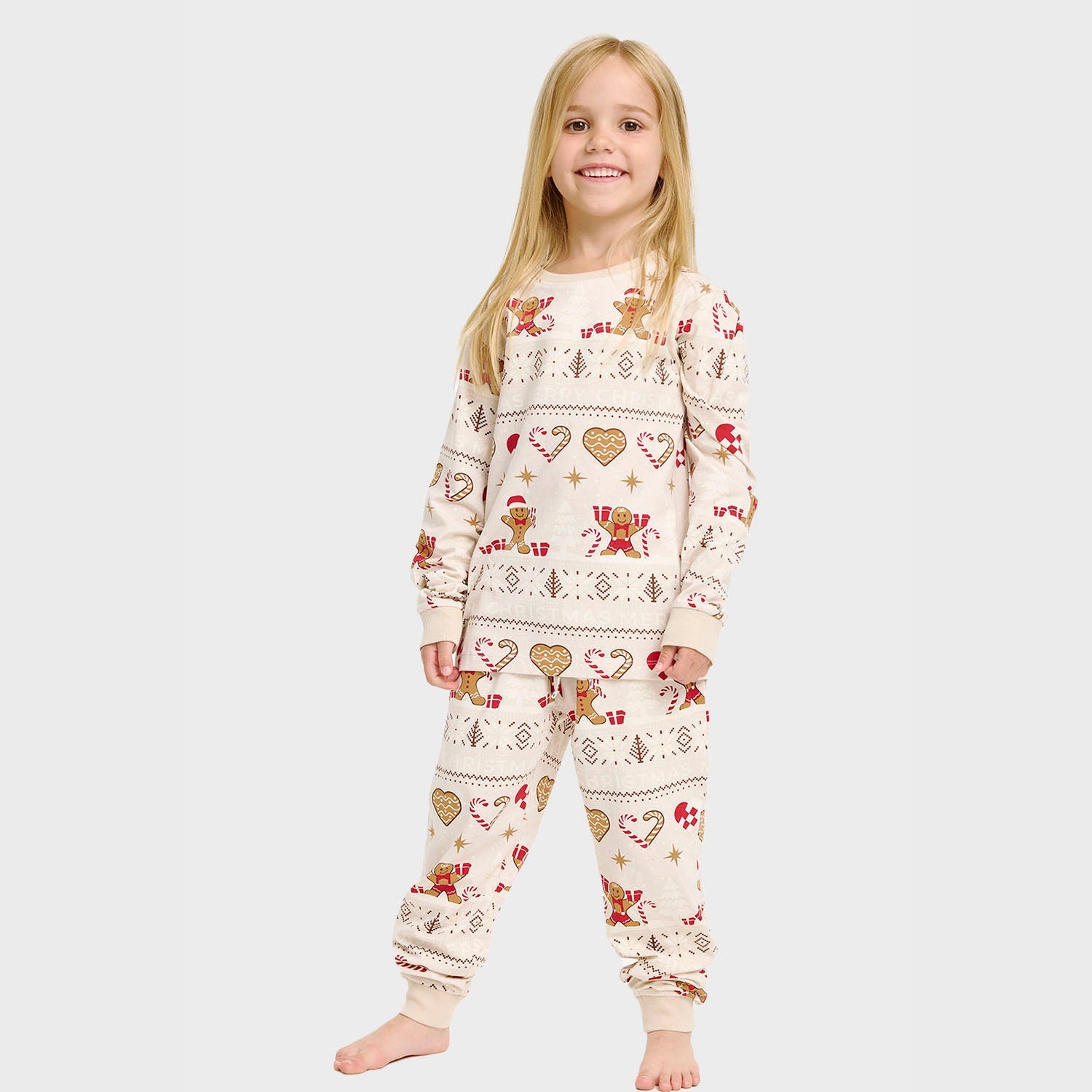 Joulukeksi Joulupyjama Beige – Lapset
