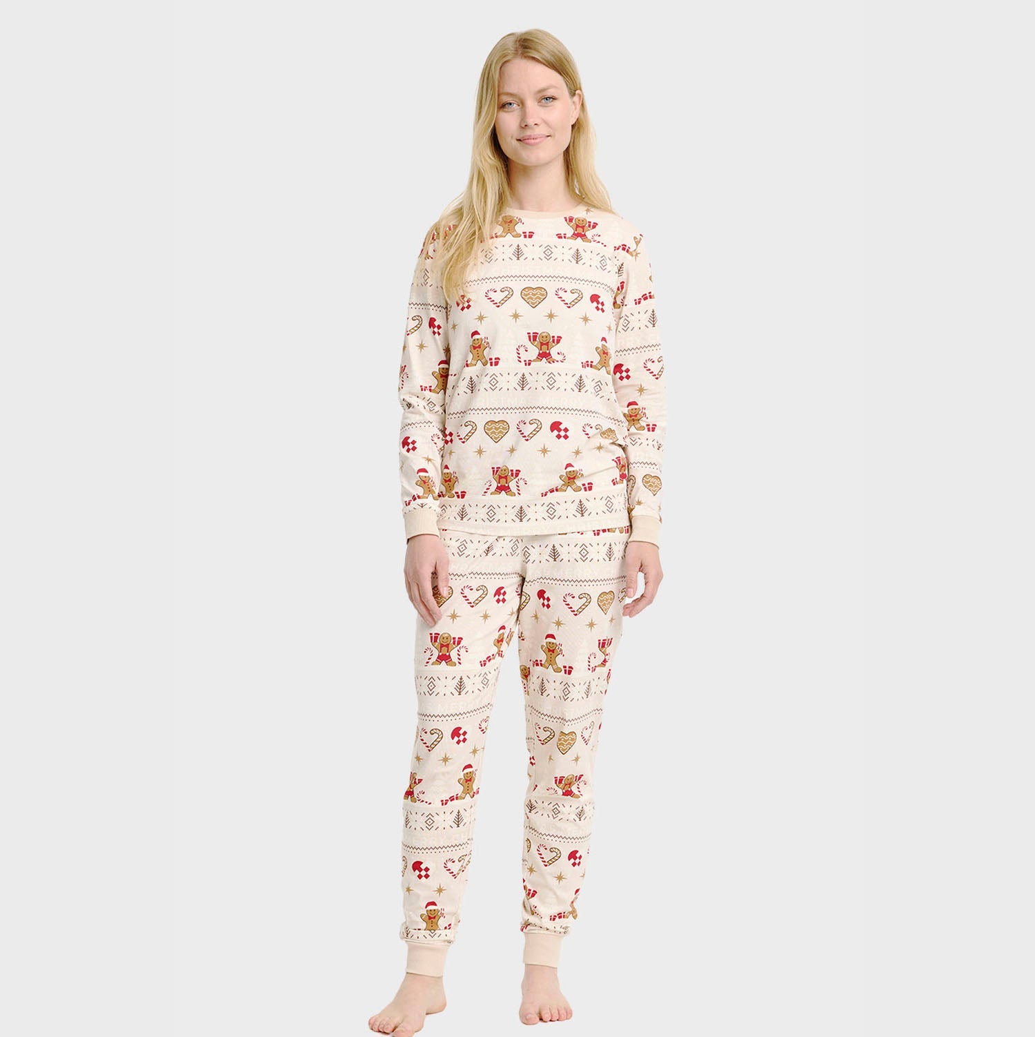 Joulukeksi Joulupyjama Beige – Naiset