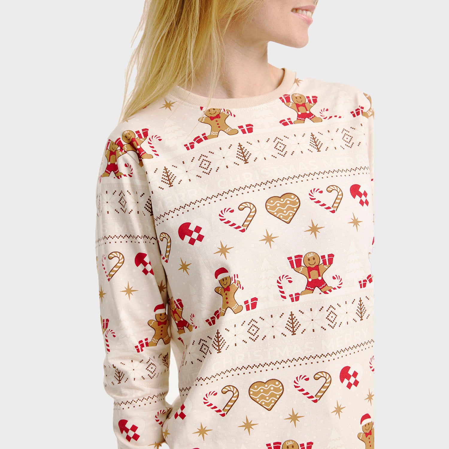 Joulukeksi Joulupyjama Beige – Naiset